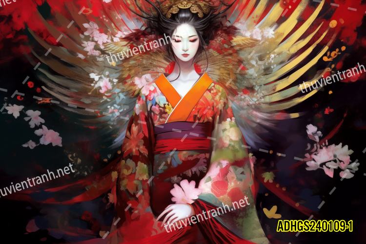 Tranh dán tường hoa cô gái Geisha Nhật Bản-ADHGS240109-1 - Kết quả tìm kiếm tranh tường
